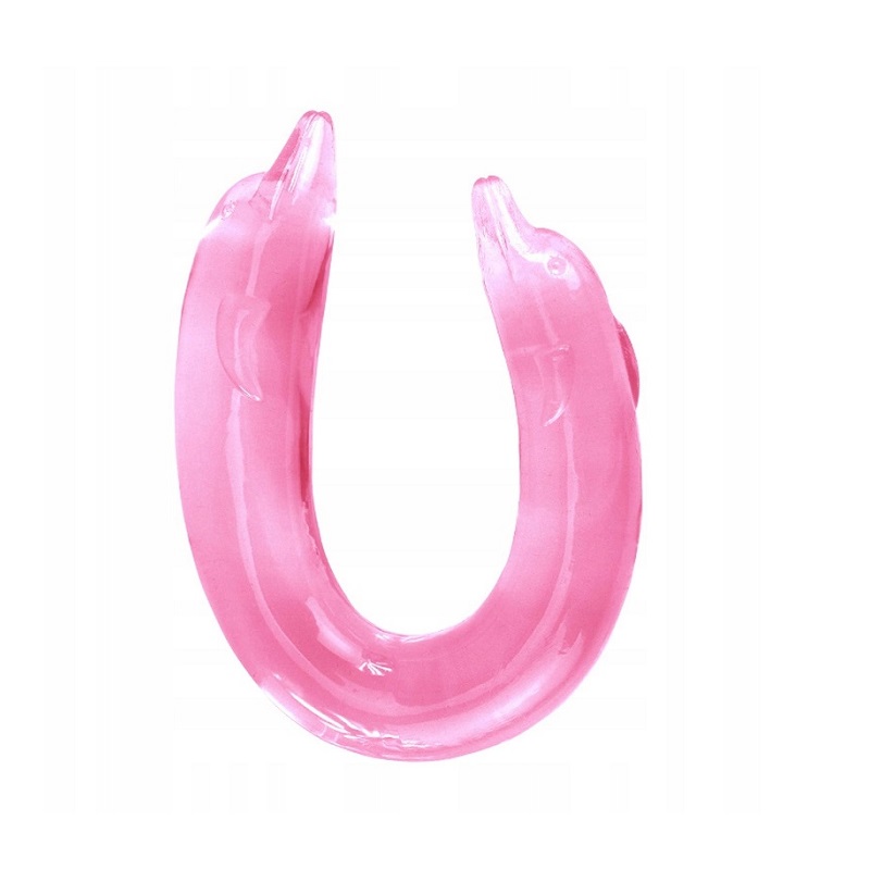 Dildo podwójne różowy delfin