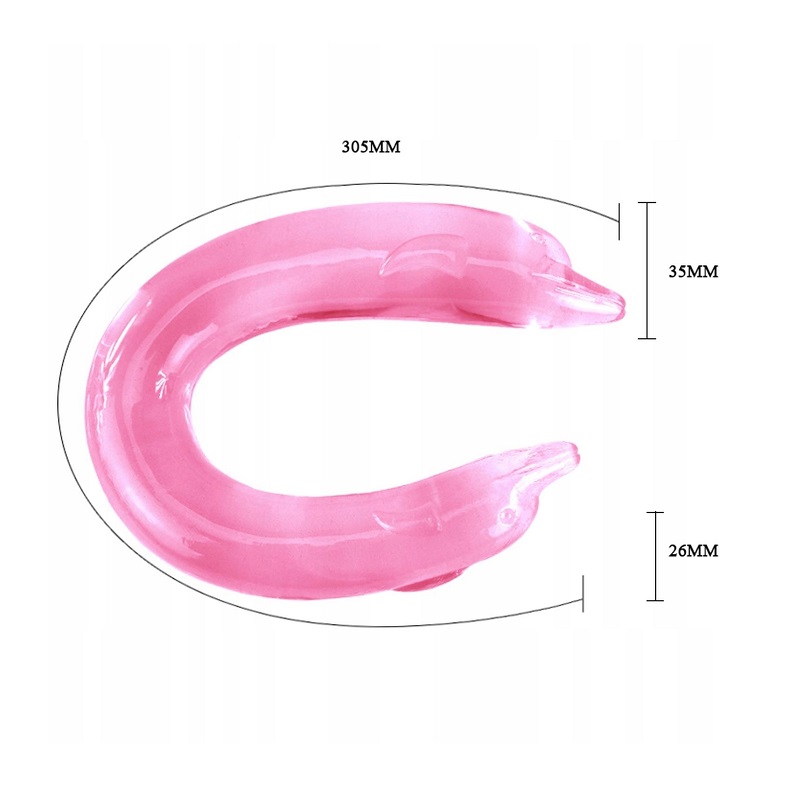 Dildo podwójne różowy delfin
