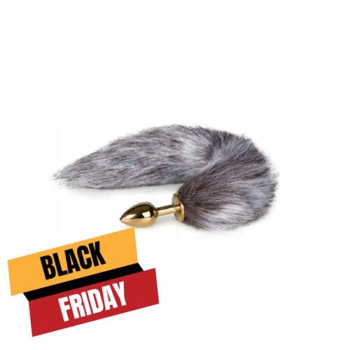 Stalowy złoty korek analny z lisim ogonem Fox Tail Plug